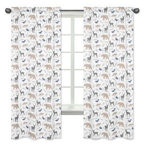 Sweet JoJo’s Woodland Animals 84in Rod Window Curtain Panels